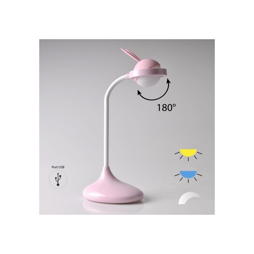 LED Kinder-Touch-Lampe RABBIT LED/0,4W/5V 3000/6500K rosa + USB