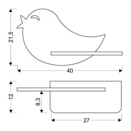 LED-Kinder-Wandleuchte mit Ablage BIRD LED/5W/230V rosa/Holz