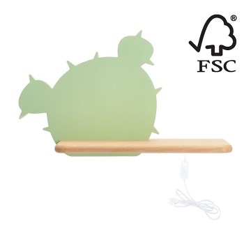 LED-Kinder-Wandleuchte mit Ablage CACTUS LED/4W/230V grün/Holz