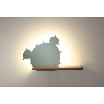 LED-Kinder-Wandleuchte mit Ablage CACTUS LED/4W/230V grün/Holz