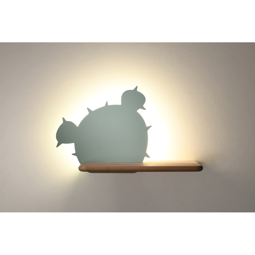 LED-Kinder-Wandleuchte mit Ablage CACTUS LED/4W/230V grün/Holz
