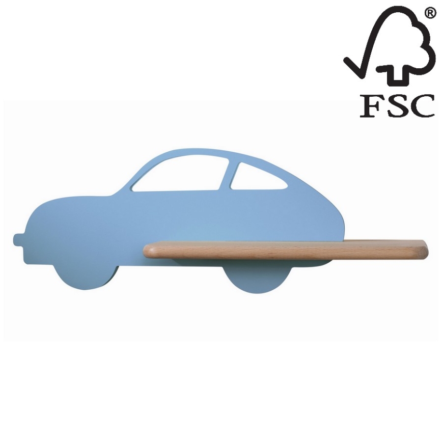 LED-Kinder-Wandleuchte mit Ablage CAR LED/5W/230V blau/Holz