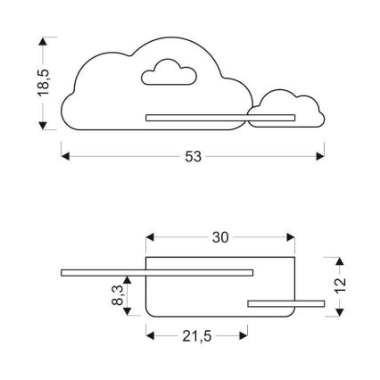 LED-Kinder-Wandleuchte mit Ablage CLOUD LED/5W/230V blau