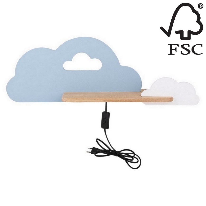 LED-Kinder-Wandleuchte mit Ablage CLOUD LED/5W/230V blau/weiß