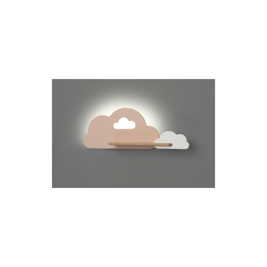 LED Kinder-Wandleuchte mit Ablage CLOUD LED/5W/230V rosa/weiß,