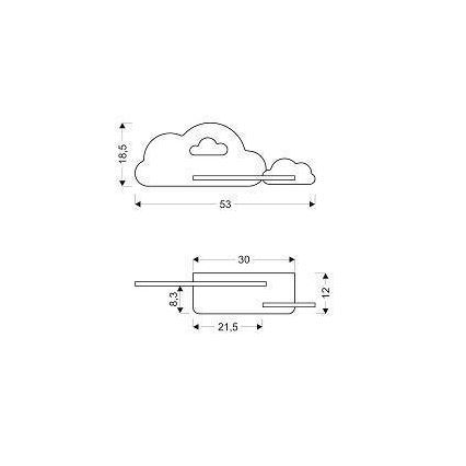 LED Kinder-Wandleuchte mit Ablage CLOUD LED/5W/230V rosa/weiß,