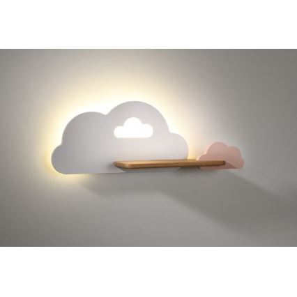 LED-Kinder-Wandleuchte mit Ablage CLOUD LED/5W/230V weiß/rosa