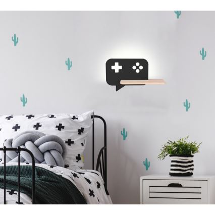 LED Kinder-Wandleuchte mit Ablage CONSOLE LED/5W/230V schwarz,