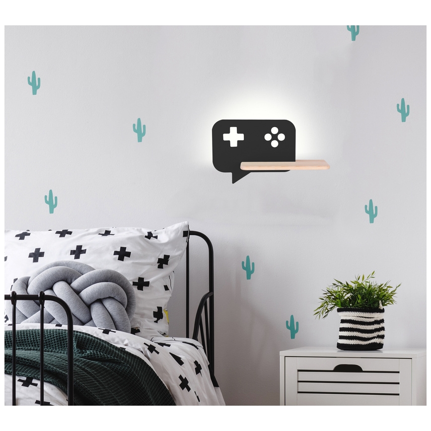 LED Kinder-Wandleuchte mit Ablage CONSOLE LED/5W/230V schwarz,