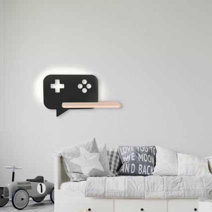 LED Kinder-Wandleuchte mit Ablage CONSOLE LED/5W/230V schwarz,