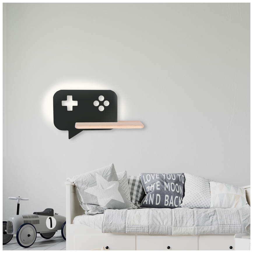 LED Kinder-Wandleuchte mit Ablage CONSOLE LED/5W/230V schwarz,