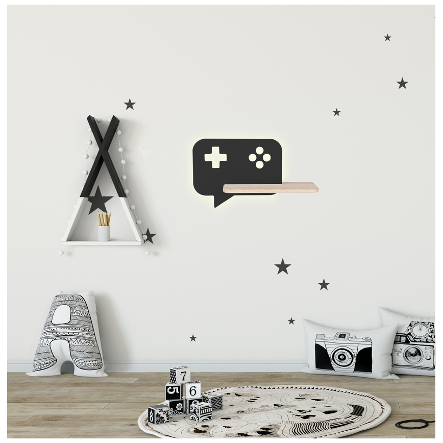 LED Kinder-Wandleuchte mit Ablage CONSOLE LED/5W/230V schwarz,