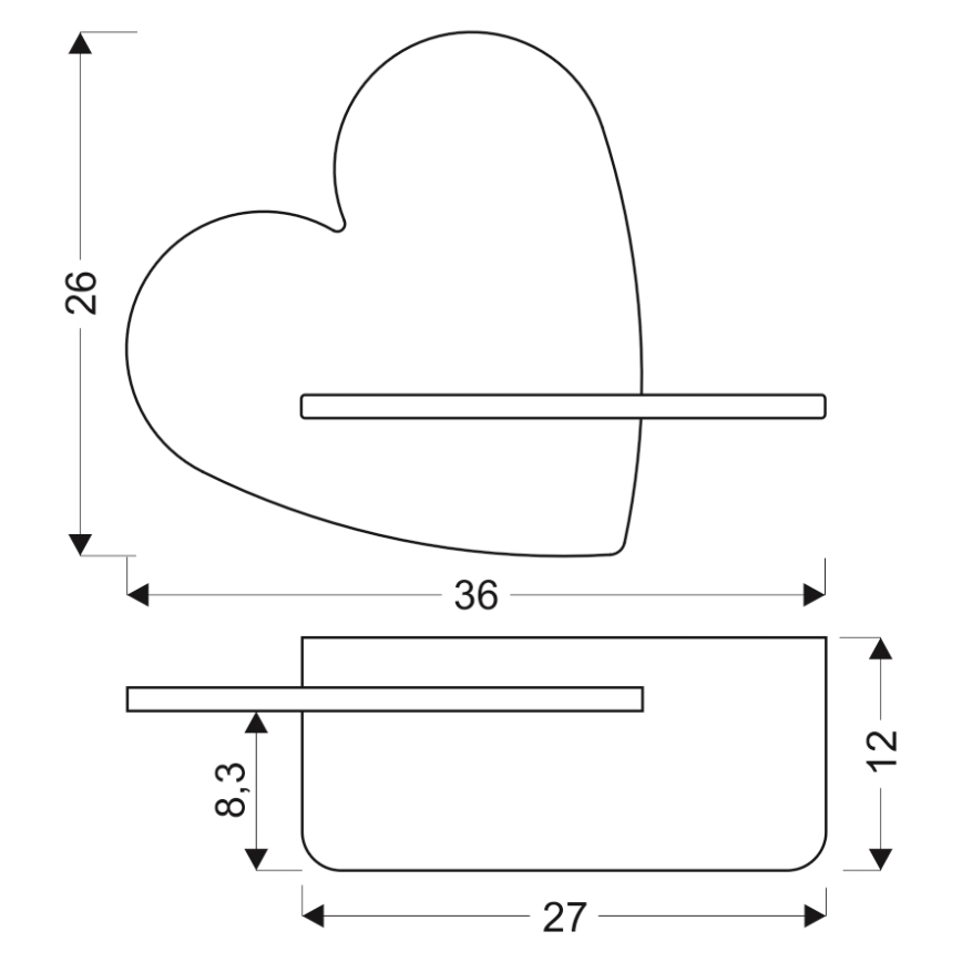 LED-Kinder-Wandleuchte mit Ablage HEART LED/5W/230V rosa/Holz