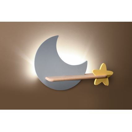 LED-Kinder-Wandleuchte mit Ablage MOON LED/5W/230V