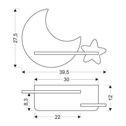 LED-Kinder-Wandleuchte mit Ablage MOON LED/5W/230V