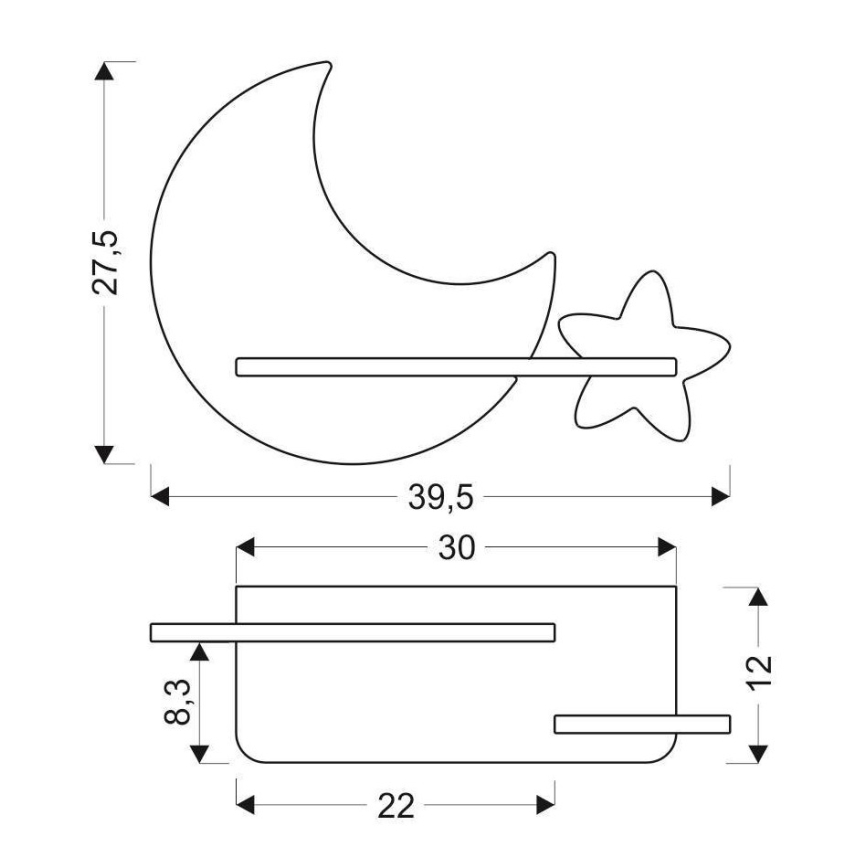 LED-Kinder-Wandleuchte mit Ablage MOON LED/5W/230V