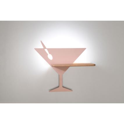 LED-Kinder-Wandleuchte mit Ablage PICCOLO LED/4W/230V rosa/Holz