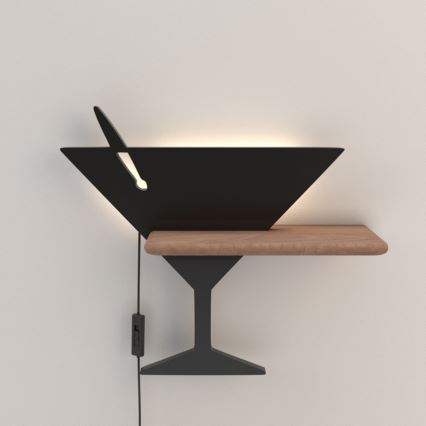 LED-Kinder-Wandleuchte mit Ablage PICCOLO LED/4W/230V schwarz/Holz