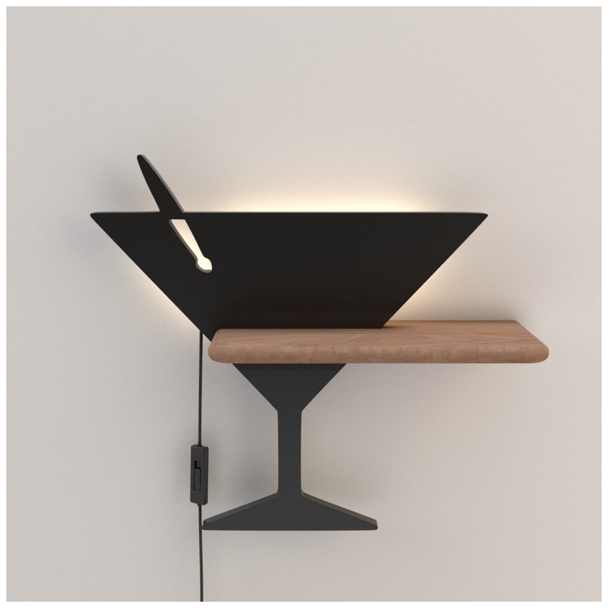 LED-Kinder-Wandleuchte mit Ablage PICCOLO LED/4W/230V schwarz/Holz