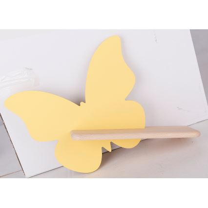 LED-Kinder-Wandleuchte mit Ablage SCHMETTERLING LED/5W/230V gelb/Holz