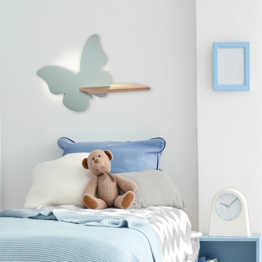 LED Kinder-Wandleuchte mit Regal BUTTERFLY LED/5W/230V grün/Holz