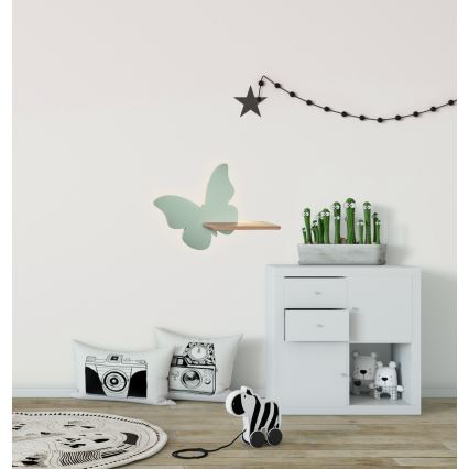 LED Kinder-Wandleuchte mit Regal BUTTERFLY LED/5W/230V grün/Holz