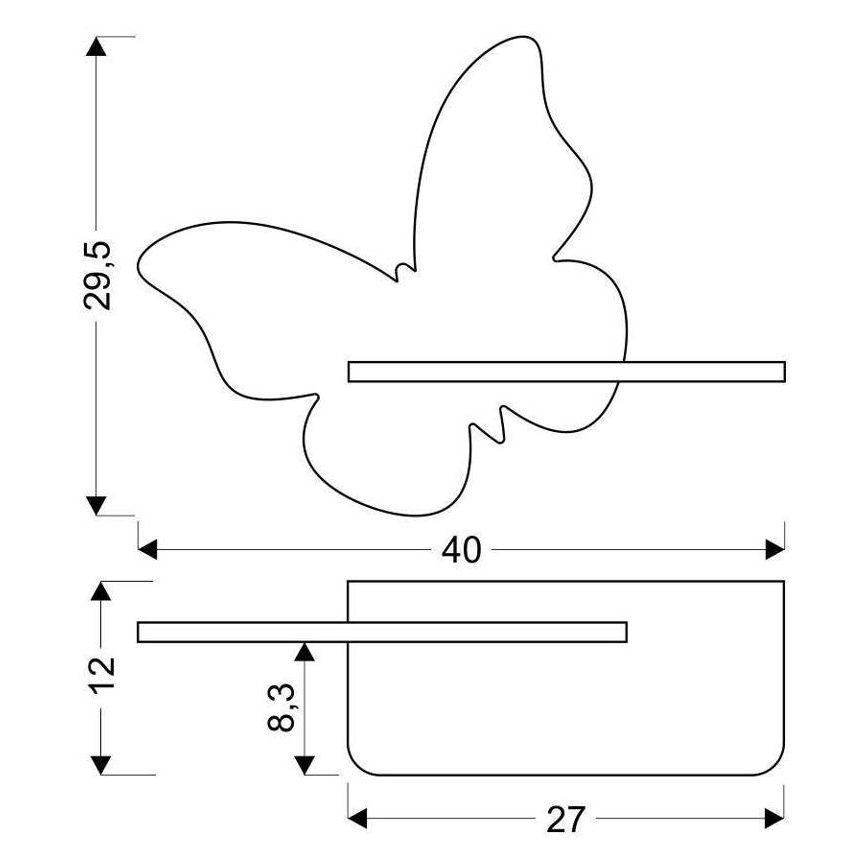 LED Kinder-Wandleuchte mit Regal BUTTERFLY LED/5W/230V grün/Holz