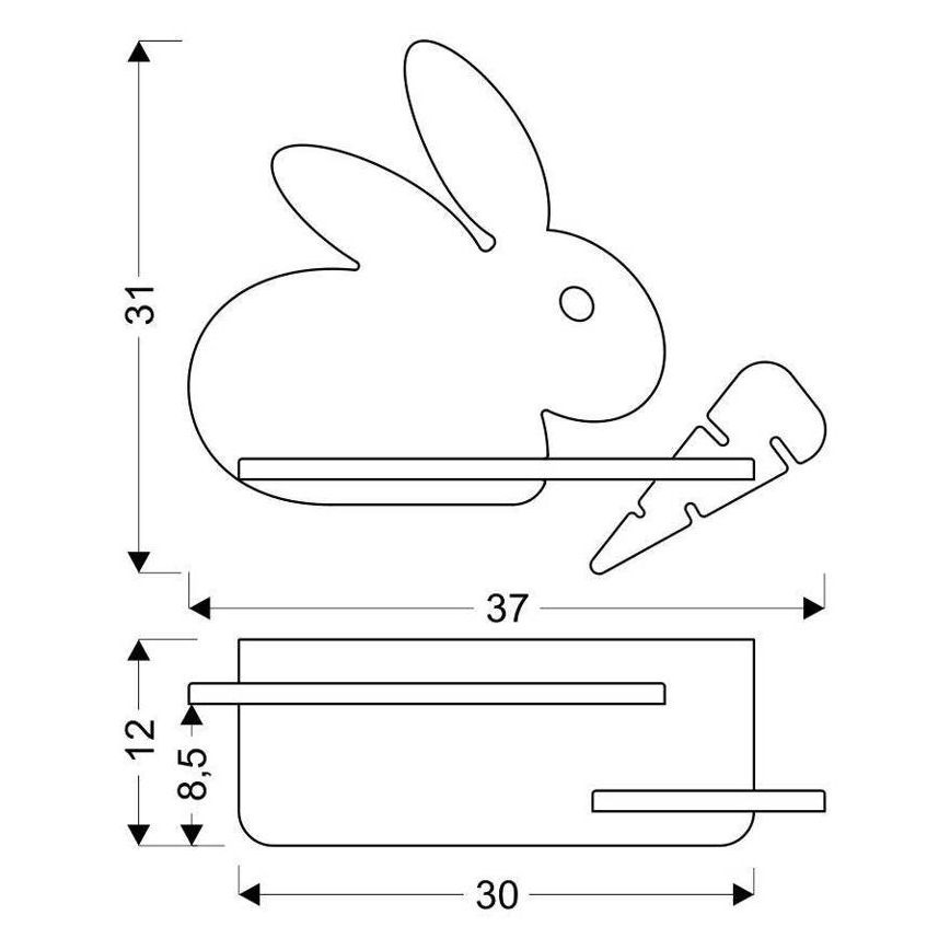LED Kinder-Wandleuchte mit Ablage RABBIT LED/4W/230V grau/weiß/Holz,