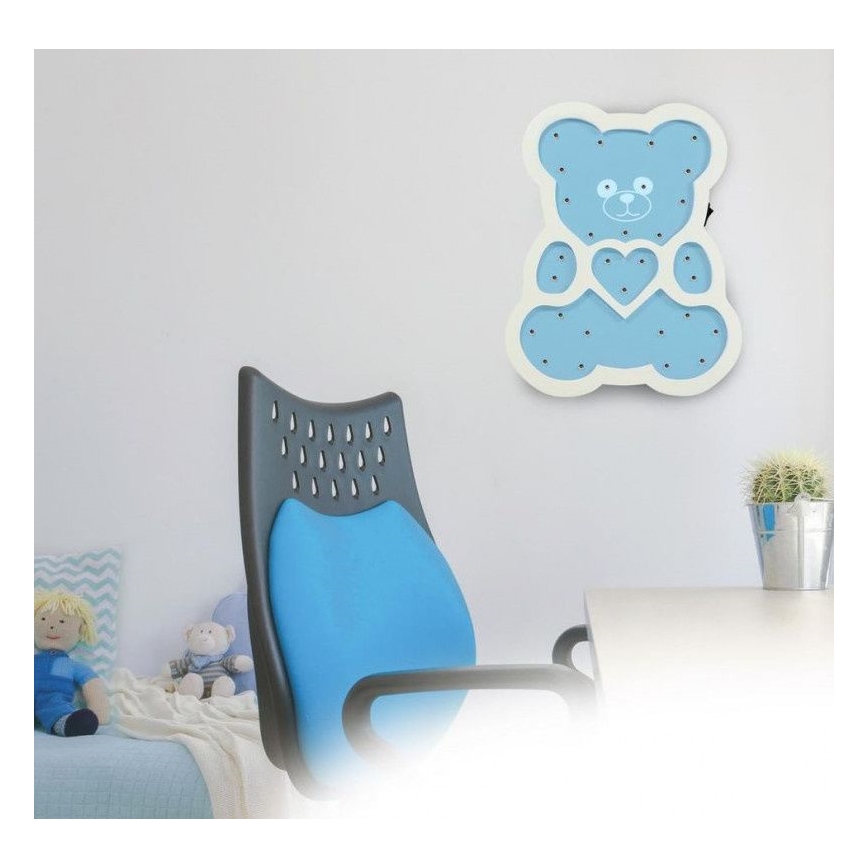 LED Kinderlampe LED/2xAA blau Bär