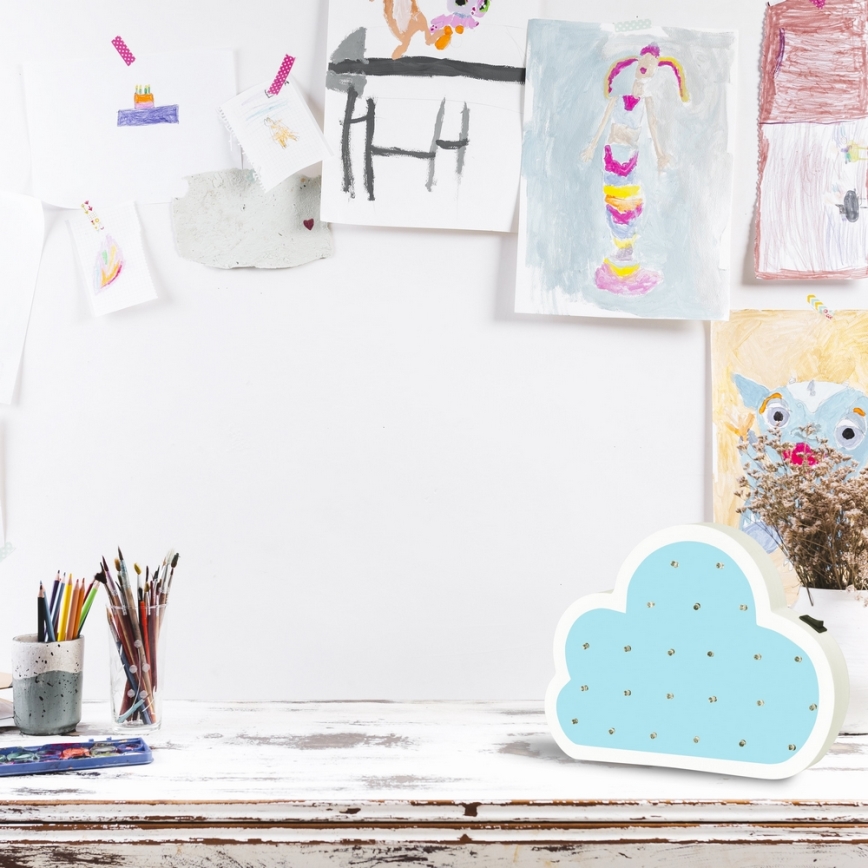 LED Kinderlampe LED/2xAA Wolke