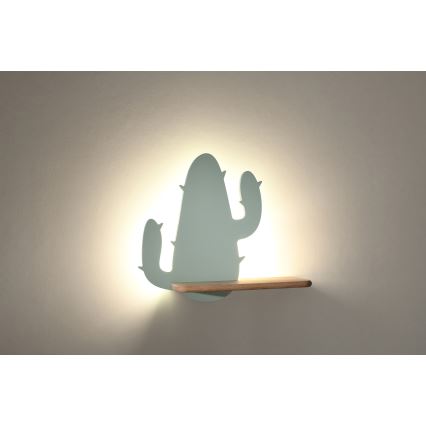 LED-Kinderwandleuchte mit Ablage CACTUS LED/4W/230V grün/Holz