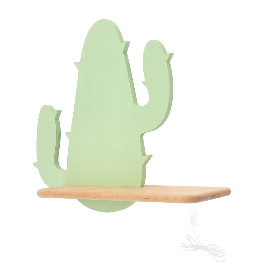 LED-Kinderwandleuchte mit Ablage CACTUS LED/4W/230V grün/Holz