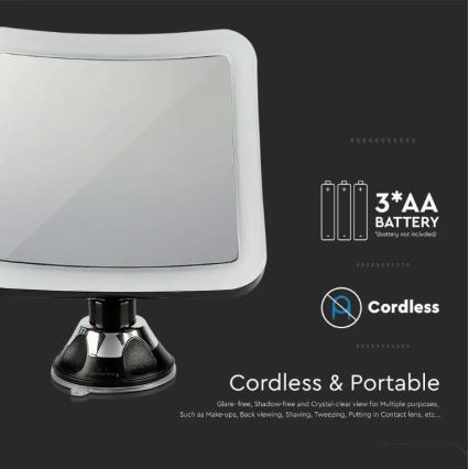 LED-Kosmetikspiegel LED/3,2W/4,5V 3xAA IP44