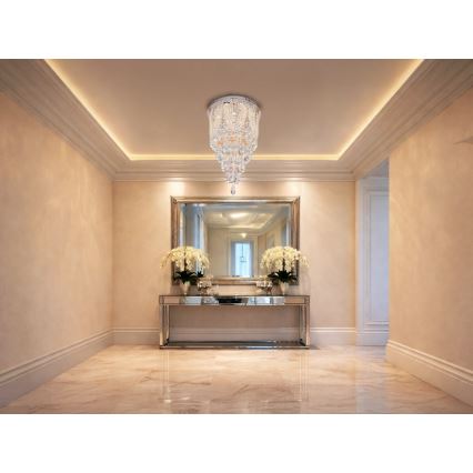 LED-Kristall-Deckenleuchte MAJURO LED/30W/230V Ø 40 cm Hochglanz-Chrom + Fernbedienung