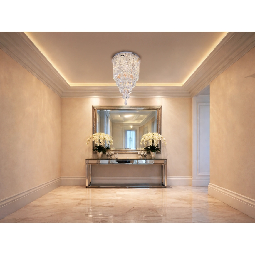 LED-Kristall-Deckenleuchte MAJURO LED/30W/230V Ø 40 cm Hochglanz-Chrom + Fernbedienung