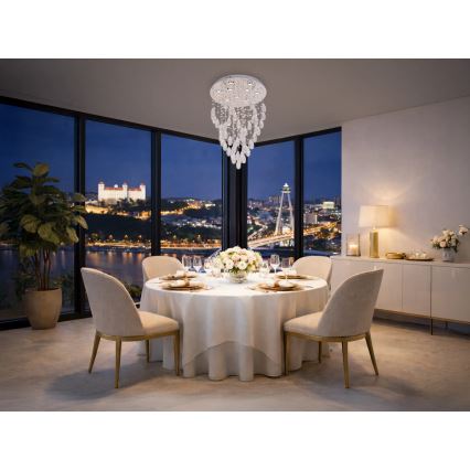 Kristall-LED-Deckenleuchte MAJURO LED/30W/230V Ø 45 cm in glänzendem Chrom + Fernbedienung