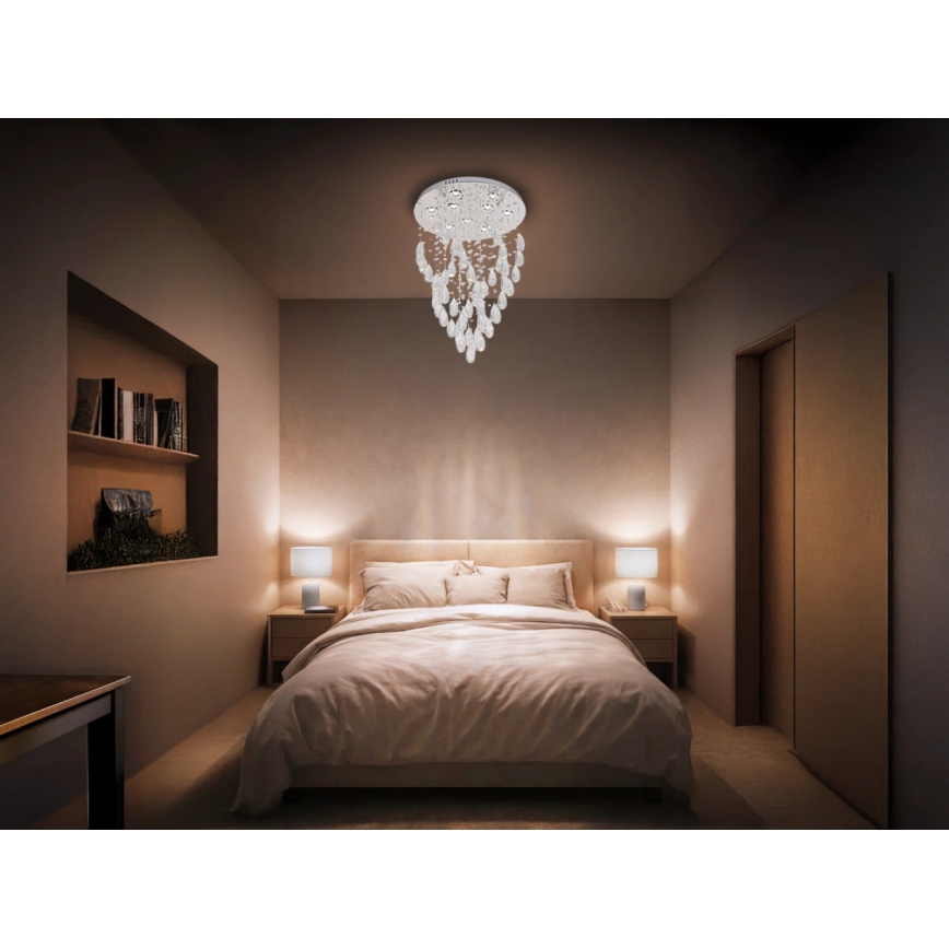 Kristall-LED-Deckenleuchte MAJURO LED/30W/230V Ø 45 cm in glänzendem Chrom + Fernbedienung