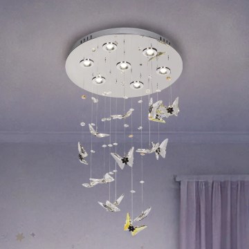 LED-Kristall-Deckenleuchte MURU LED/24W/230V Ø 40 cm glänzender Chrom + Fernbedienung