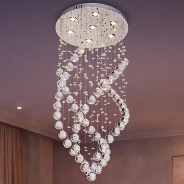 LED-Kristall-Deckenleuchte NAURU LED/24W/230V Ø 40 cm polierter Chrom + Fernbedienung