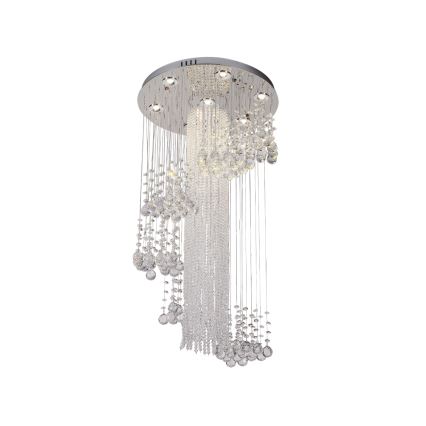LED Kristall-Deckenleuchte NAURU LED/24W/230V Ø 45 cm Hochglanz-Chrom + Fernbedienung