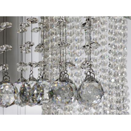 LED Kristall-Deckenleuchte NAURU LED/24W/230V Ø 45 cm Hochglanz-Chrom + Fernbedienung