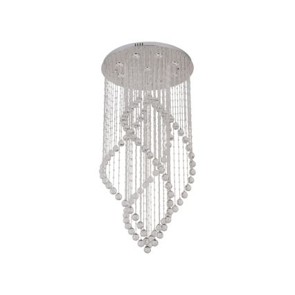 LED-Kristall-Deckenleuchte NAURU LED/30W/230V Ø 60 cm glänzender Chrom + Fernbedienung