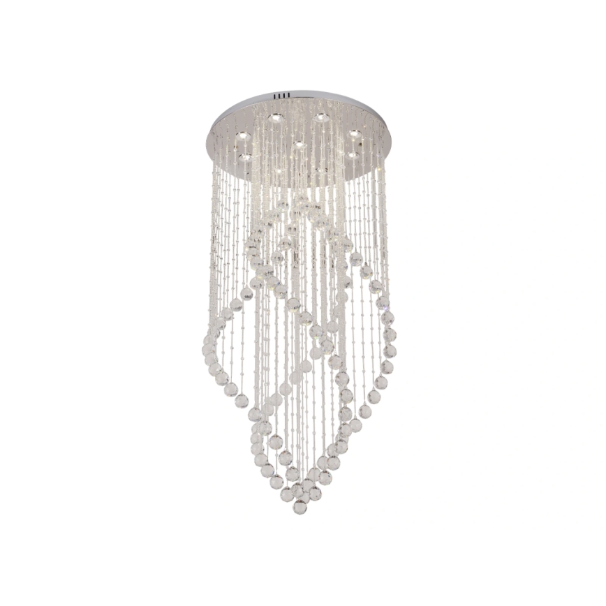 LED-Kristall-Deckenleuchte NAURU LED/30W/230V Ø 60 cm glänzender Chrom + Fernbedienung