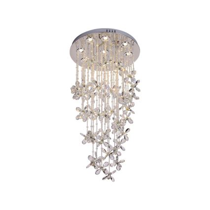 LED-Kristall-Deckenleuchte SAMOA LED/30W/230V Ø 40 cm glänzender Chrom + Fernbedienung