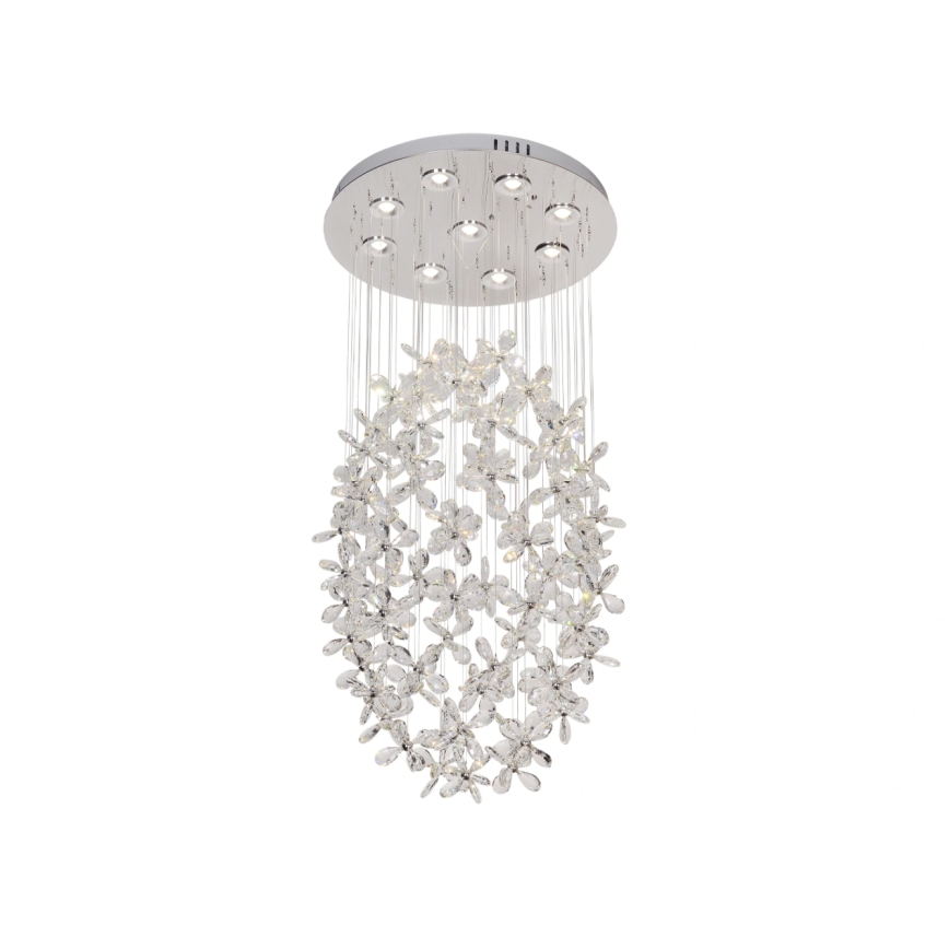 LED-Kristall-Deckenleuchte SAMOA LED/30W/230V Ø 40 cm glänzender Chrom + Fernbedienung