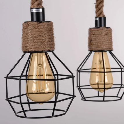 LED-Kronleuchter an Aufhängung ROPE ALEGRA 4xE27/10W/230V