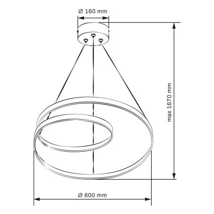 LED-Kronleuchter an Aufhängung ZEFIRA LED/52W/230V 4000K d 60 cm anthrazit