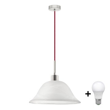 LED Kronleuchter an Kabel 1xE27/60W/230V Weiß