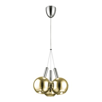 LED Kronleuchter an Kabel BALLS 3xLED/5W230V gold/mattchrom