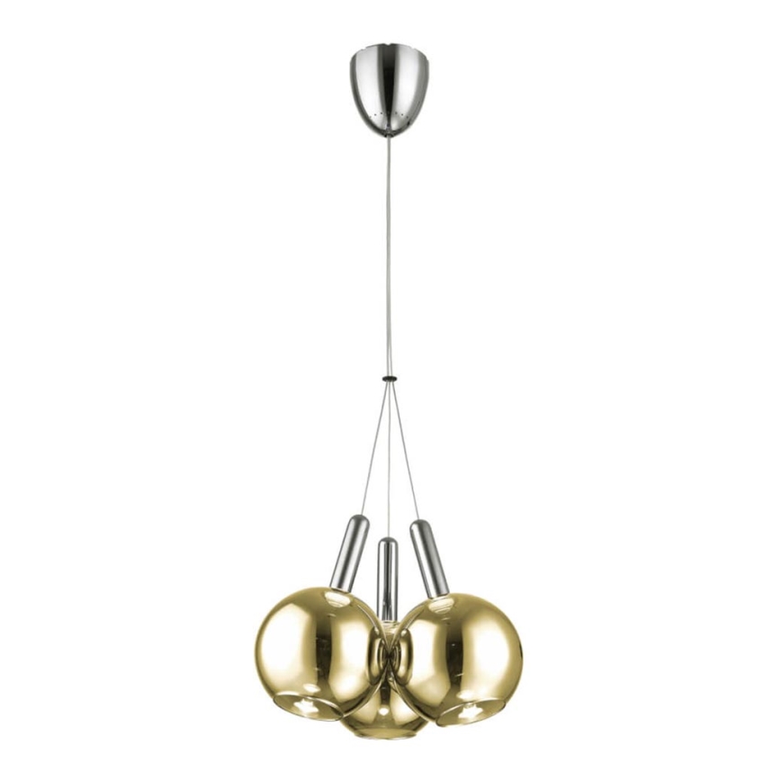 LED Kronleuchter an Kabel BALLS 3xLED/5W230V gold/mattchrom